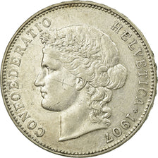 Switzerland, 5 Francs, Helvetia, 1907, Bern, Silver, EF(40-45), KM:34