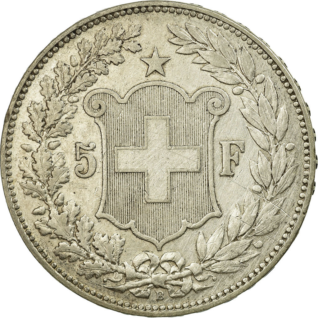 Switzerland, 5 Francs, Helvetia, 1907, Bern, Silver, EF(40-45), KM:34
