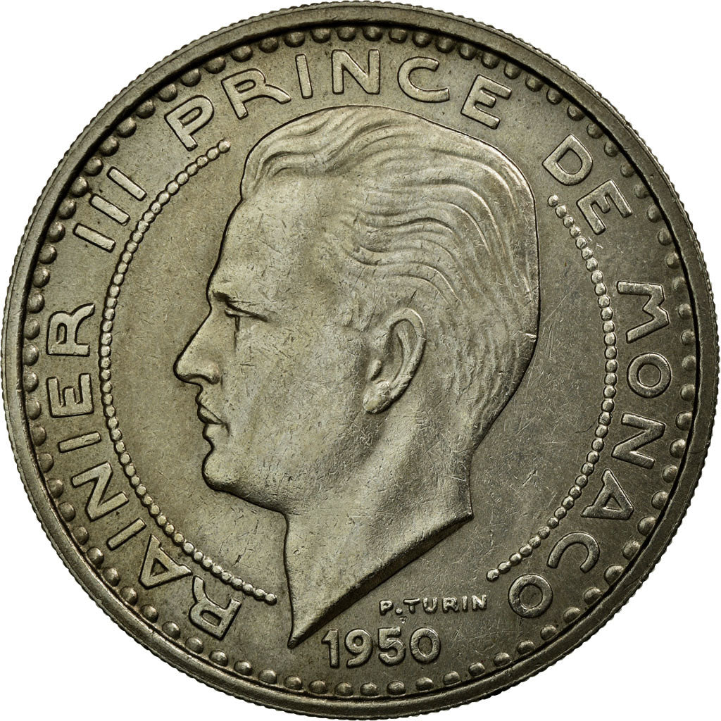 Coin, Monaco, Rainier III, 100 Francs, Cent, 1950, AU(55-58), Copper-nickel