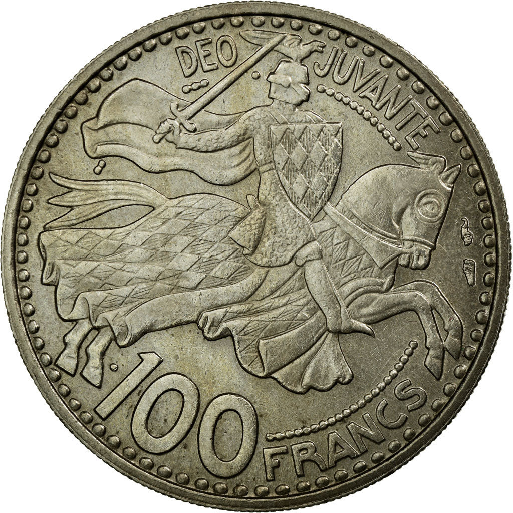 Coin, Monaco, Rainier III, 100 Francs, Cent, 1950, AU(55-58), Copper-nickel