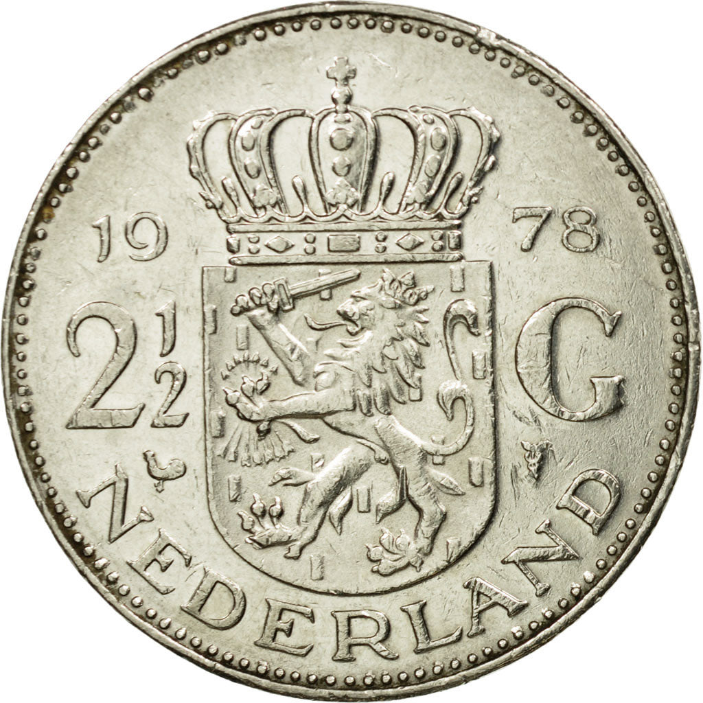Coin, Netherlands, Juliana, 2-1/2 Gulden, 1978, EF(40-45), Nickel, KM:191