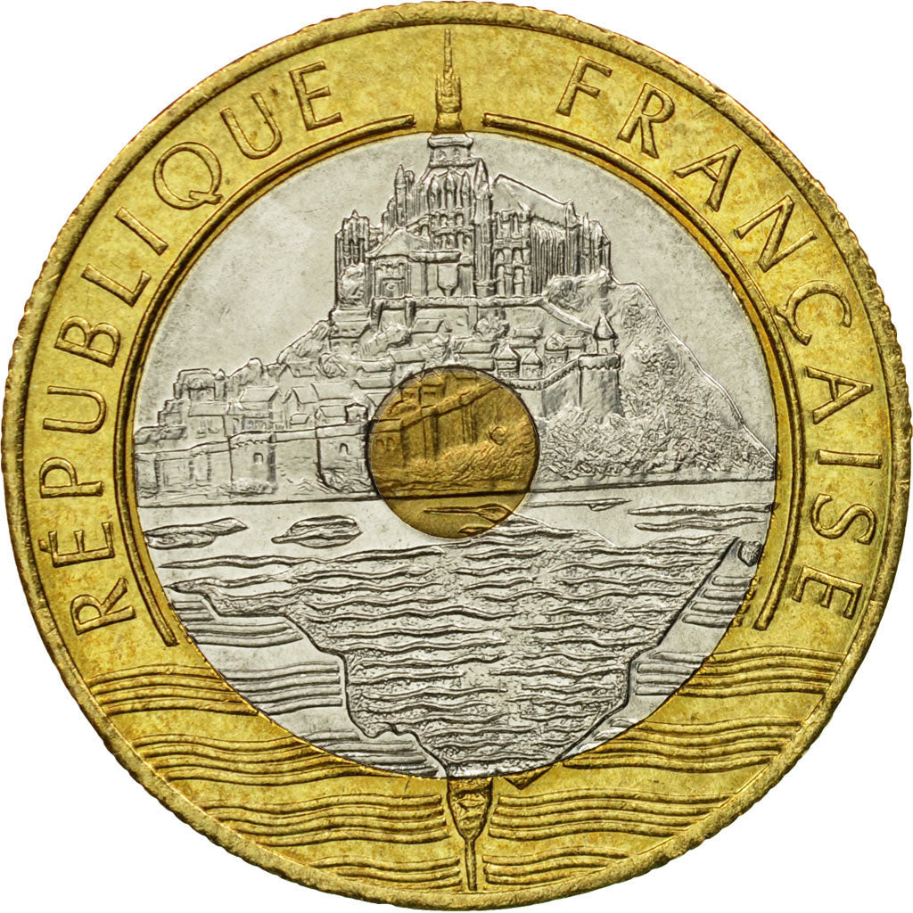 Moneta, Francja, Mont Saint Michel, 20 Francs, 1992, EF(40-45), Trójmetaliczny