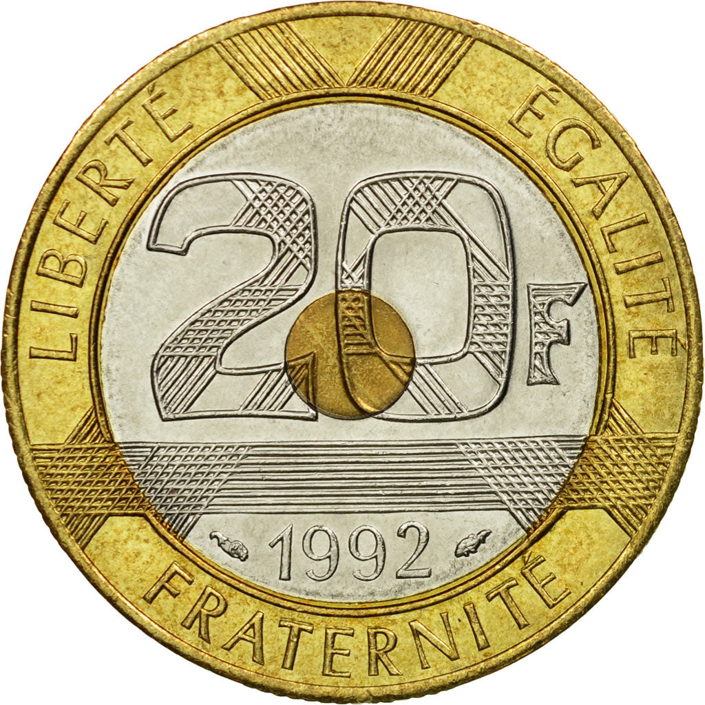 Moneta, Francja, Mont Saint Michel, 20 Francs, 1992, EF(40-45), Trójmetaliczny