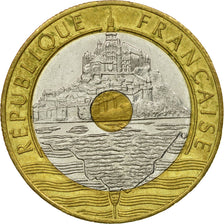 Moneta, Francia, Mont Saint Michel, 20 Francs, 1992, MB+, Tri-metallico