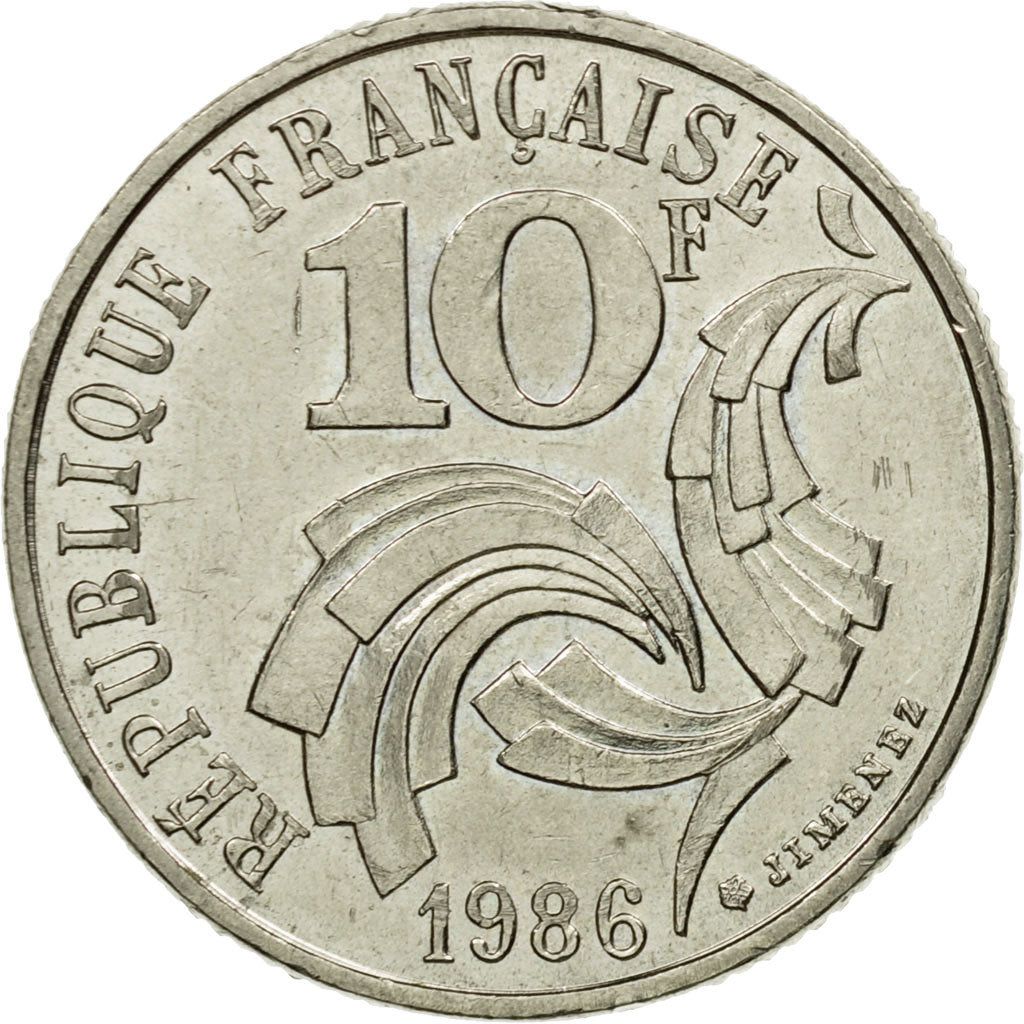 Coin, France, Jimenez, 10 Francs, 1986, AU(50-53), Nickel, KM:959, Gadoury:824