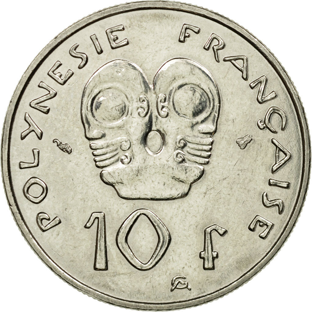 Moneda, Polinesia francesa, 10 Francs, 1995, Paris, MBC, Níquel, KM:8