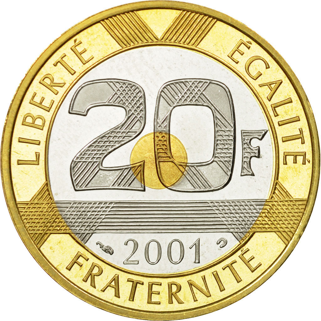 Moneta, Francja, Mont Saint Michel, 20 Francs, 2001, MS(65-70), Trójmetaliczny