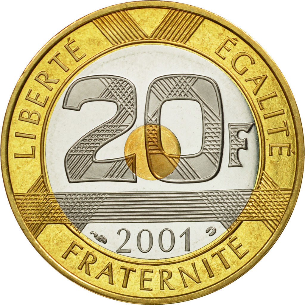 Münze, Frankreich, Mont Saint Michel, 20 Francs, 2001, STGL, Tri-Metallic