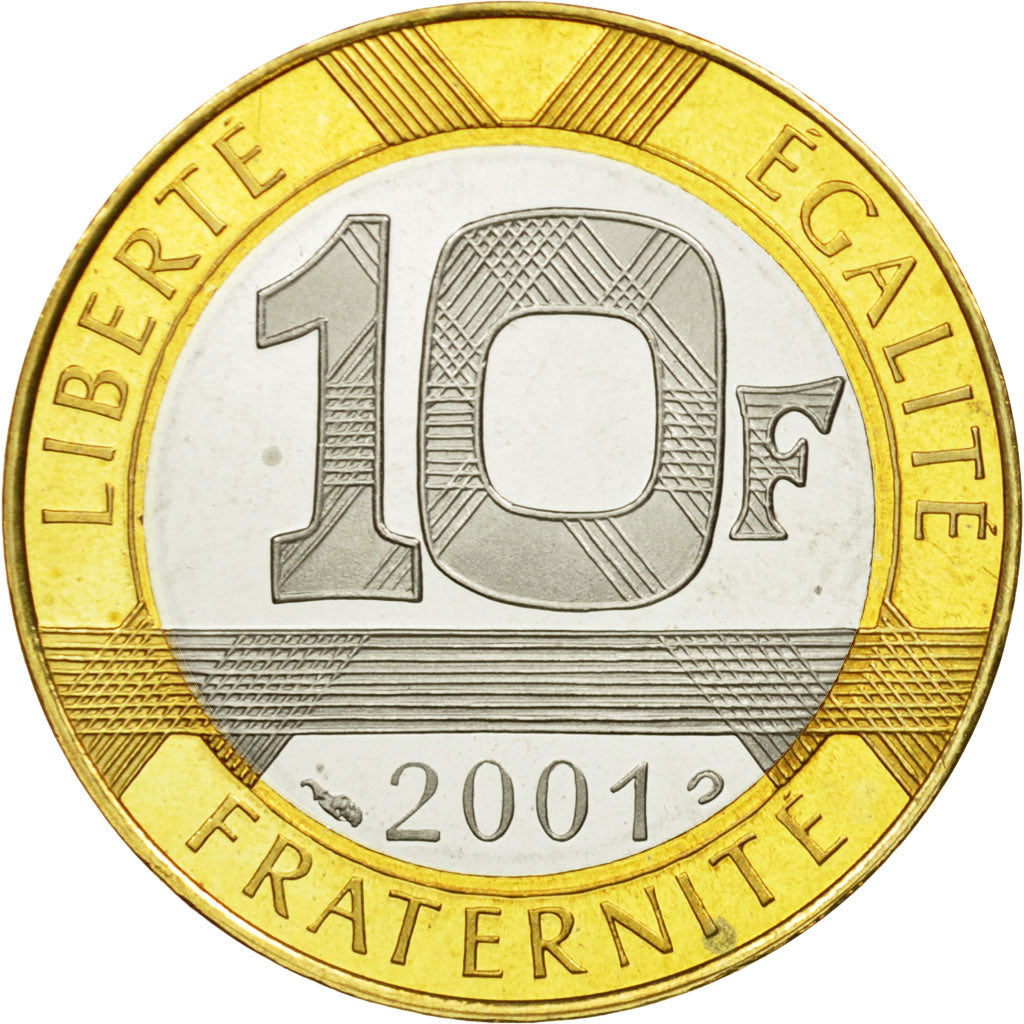 Moneta, Francja, Génie, 10 Francs, 2001, MS(65-70), Aluminium-Brąz, KM:964.2