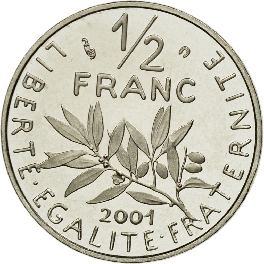 Coin, France, Semeuse, 1/2 Franc, 2001, MS(65-70), Nickel, KM:931.2