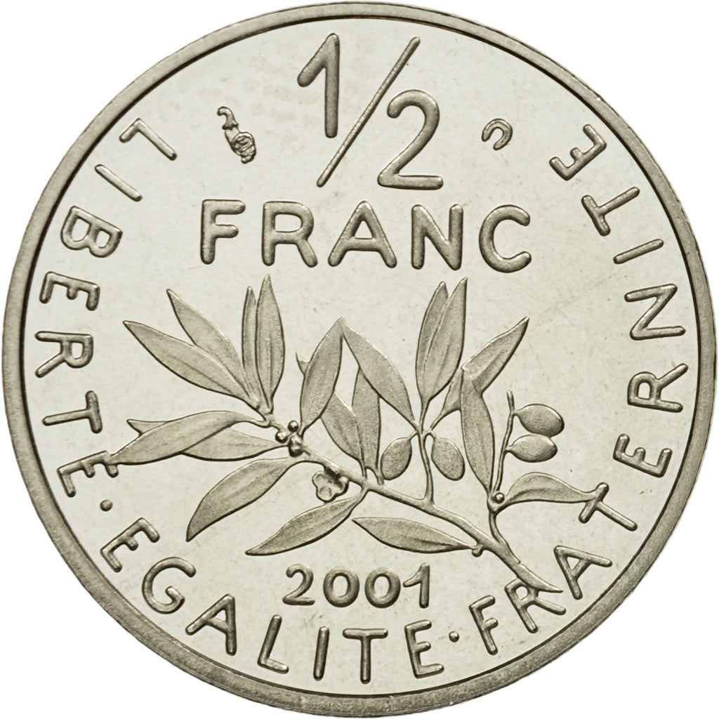 Coin, France, Semeuse, 1/2 Franc, 2001, MS(65-70), Nickel, KM:931.2
