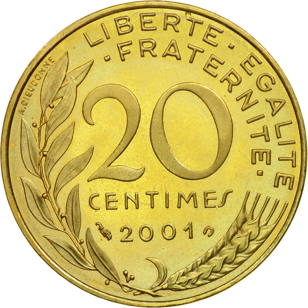 Monnaie, France, Marianne, 20 Centimes, 2001, Paris, FDC, Aluminum-Bronze