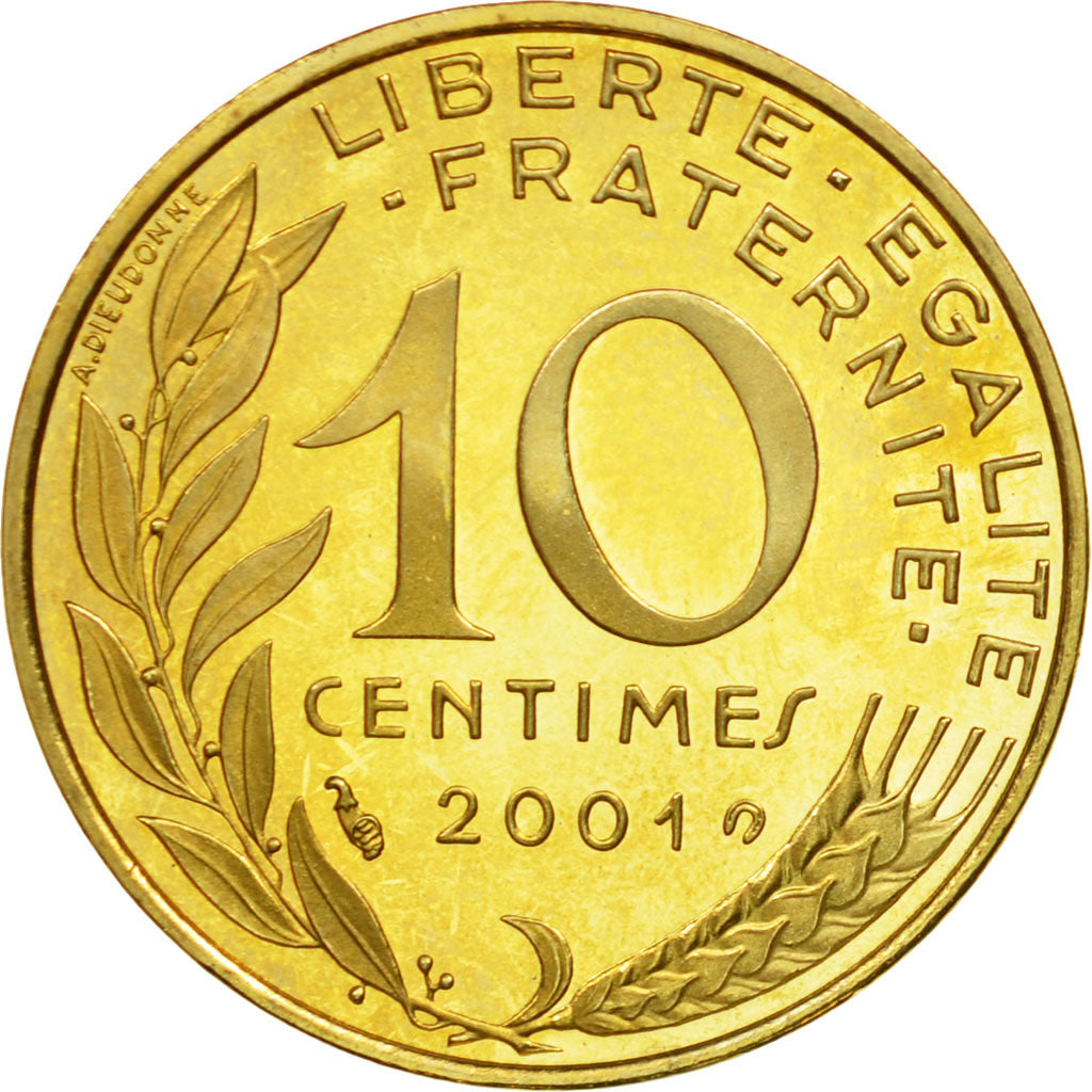 Coin, France, Marianne, 10 Centimes, 2001, Paris, MS(65-70), Aluminum-Bronze