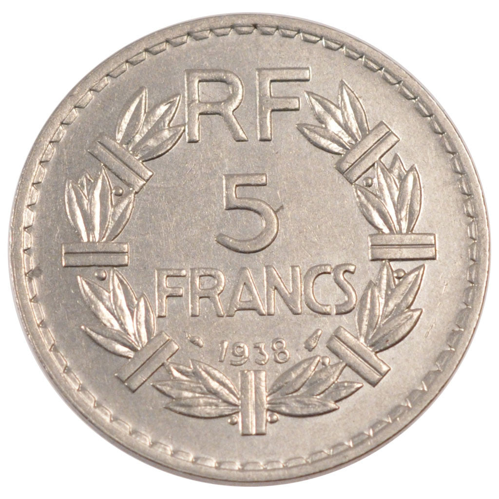Coin, France, Lavrillier, 5 Francs, 1938, Paris, AU(55-58), Nickel, Gadoury:760