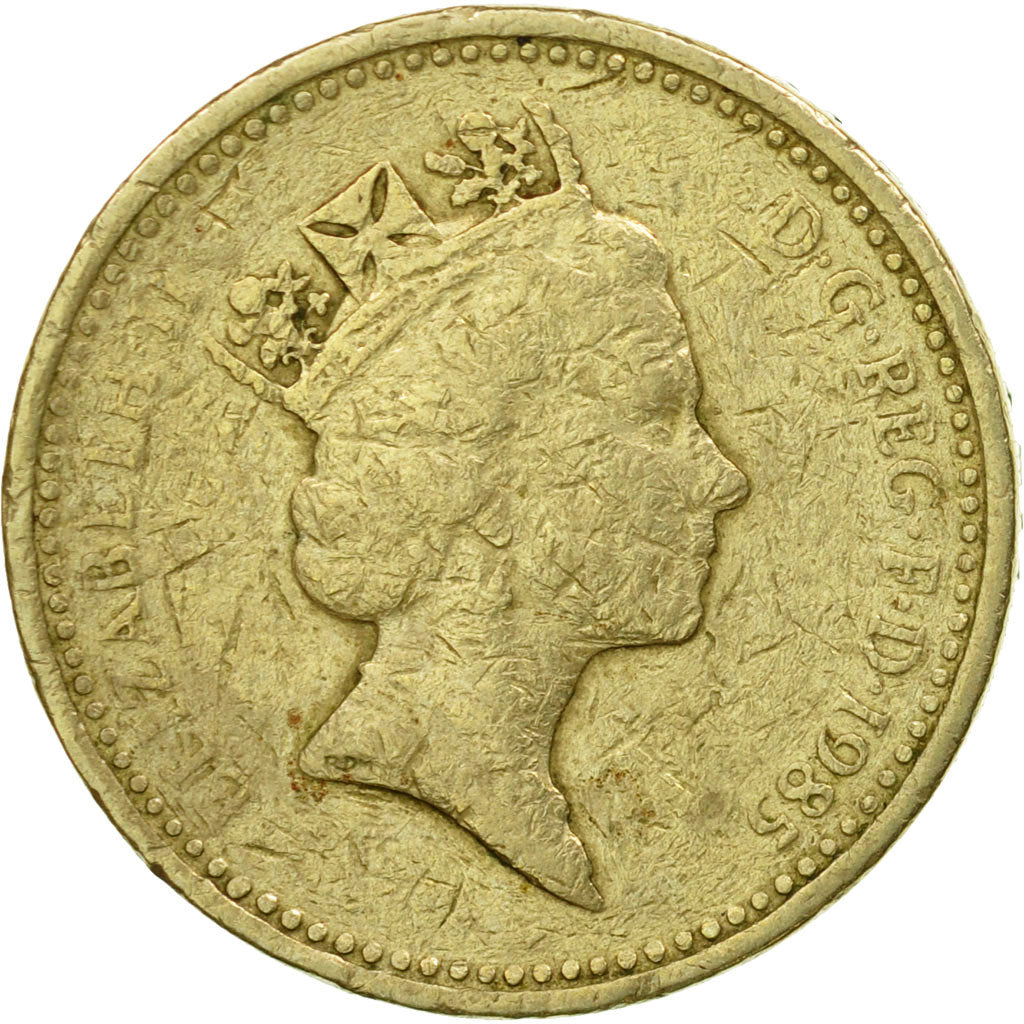 Moneda, Gran Bretaña, Elizabeth II, Pound, 1985, BC+, Níquel - latón, KM:941