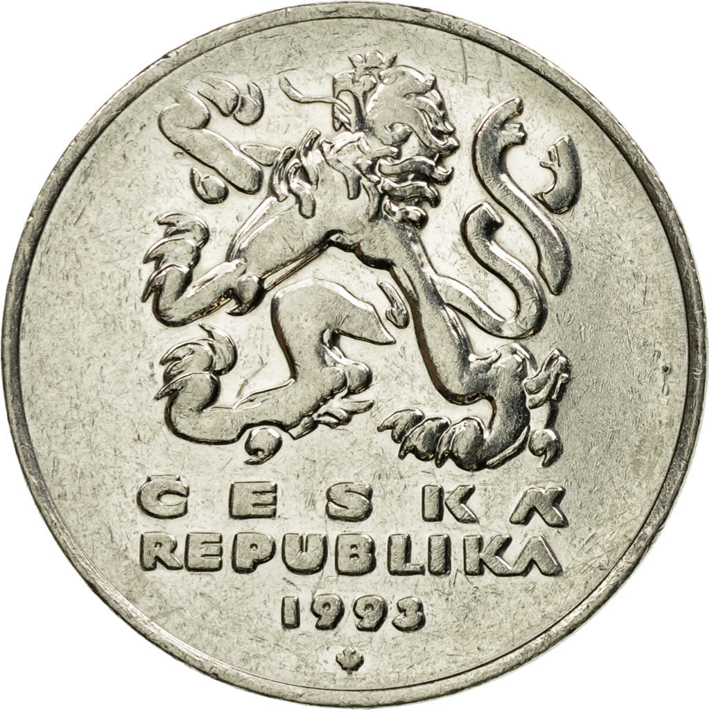 Coin, Czech Republic, 5 Korun, 1993, EF(40-45), Nickel plated steel, KM:8