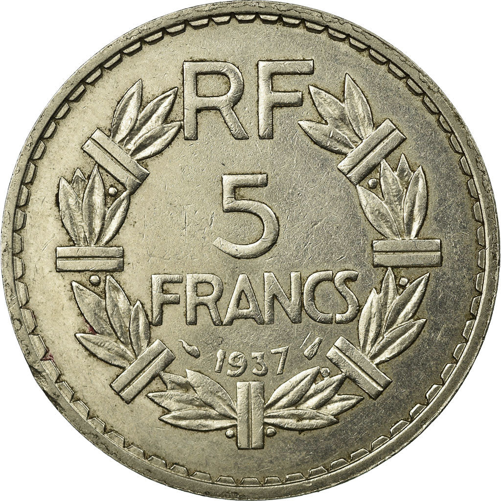 Coin, France, Lavrillier, 5 Francs, 1937, AU(55-58), Nickel, Gadoury:760