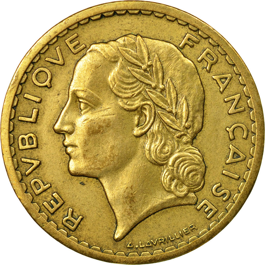 Moneda, Francia, Lavrillier, 5 Francs, 1945, MBC, Aluminio - bronce, KM:888a.2