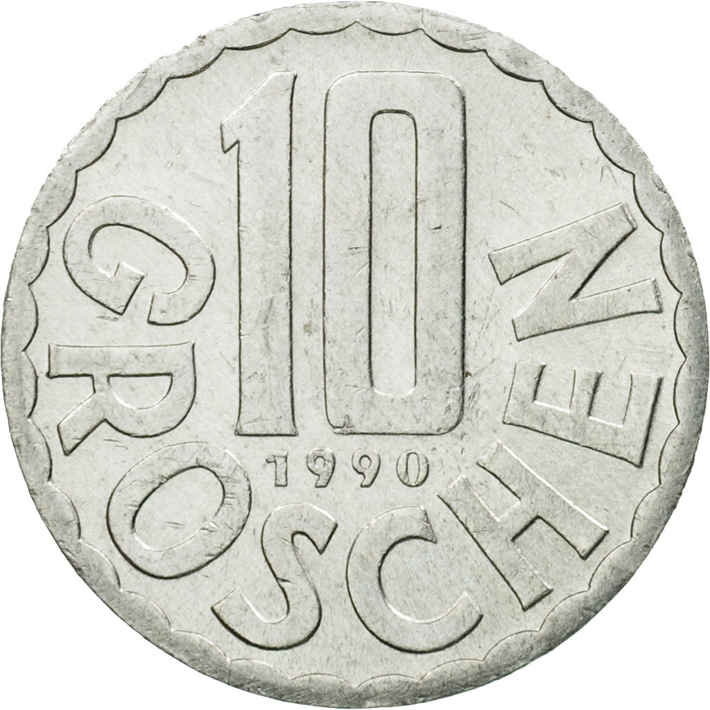 Coin, Austria, 10 Groschen, 1990, Vienna, EF(40-45), Aluminum, KM:2878