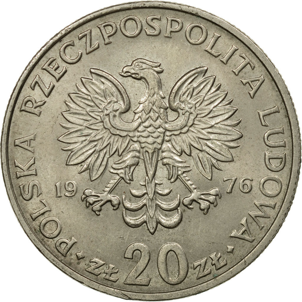 Coin, Poland, 20 Zlotych, 1976, Warsaw, AU(50-53), Copper-nickel, KM:69