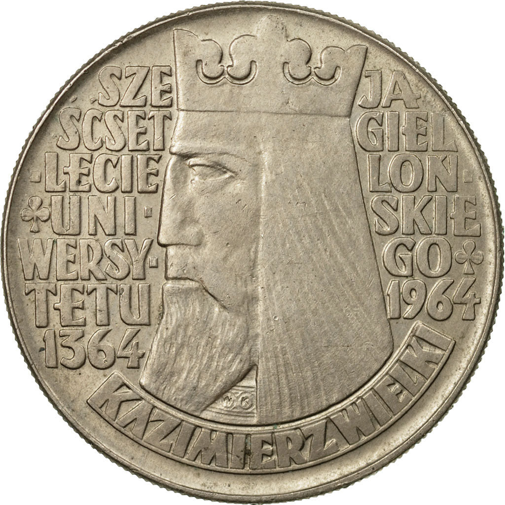 Moneta, Polonia, 10 Zlotych, 1964, BB, Rame-nichel, KM:52.2