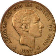 Coin, Spain, Alfonso XII, 10 Centimos, 1877, VF(30-35), Bronze, KM:675