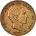 Coin, Spain, Alfonso XII, 10 Centimos, 1877, VF(30-35), Bronze, KM:675