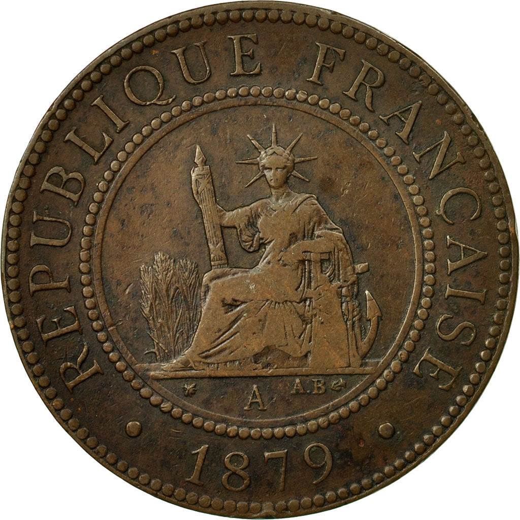 Monnaie, FRENCH COCHIN CHINA, Cent, 1879, Paris, TB, Bronze, KM:3