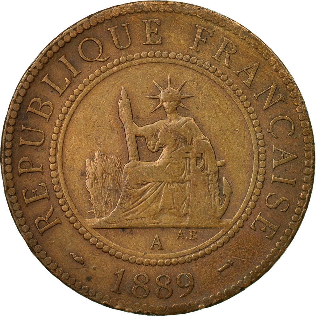Coin, FRENCH INDO-CHINA, Cent, 1889, Paris, VF(20-25), Bronze, KM:1