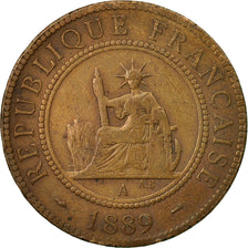 Coin, FRENCH INDO-CHINA, Cent, 1889, Paris, VF(20-25), Bronze, KM:1