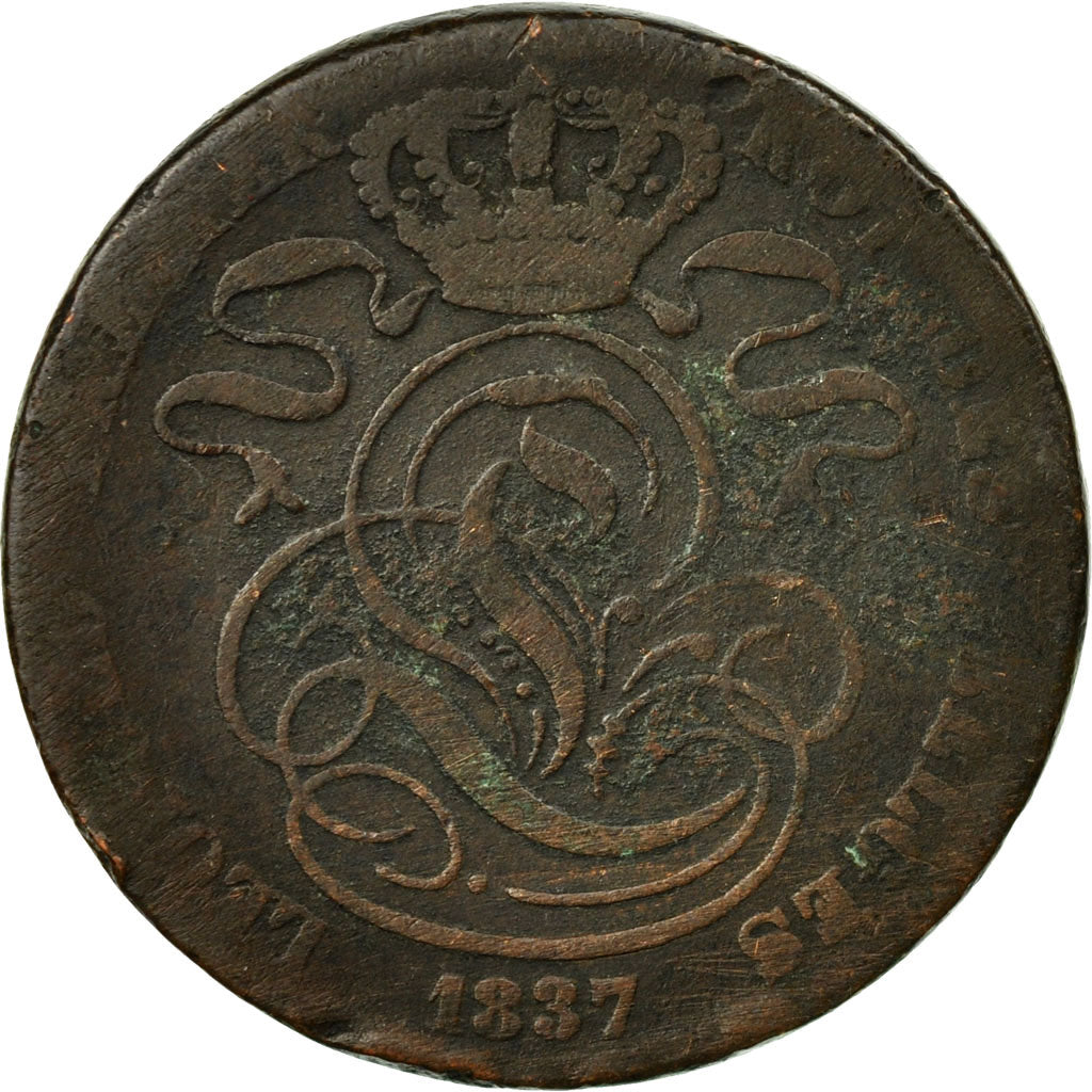 Coin, Belgium, Leopold I, 5 Centimes, 1837, F(12-15), Bronze, KM:5.1a