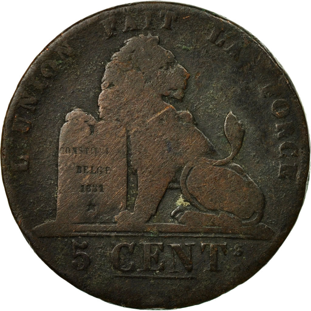 Coin, Belgium, Leopold I, 5 Centimes, 1837, F(12-15), Bronze, KM:5.1a