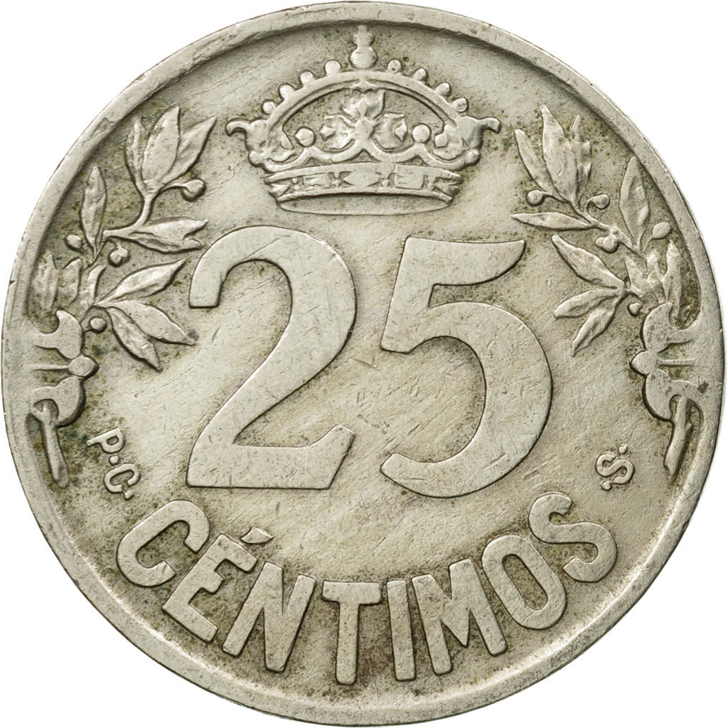 Coin, Spain, Alfonso XIII, 25 Centimos, 1925, Madrid, EF(40-45), Copper-nickel