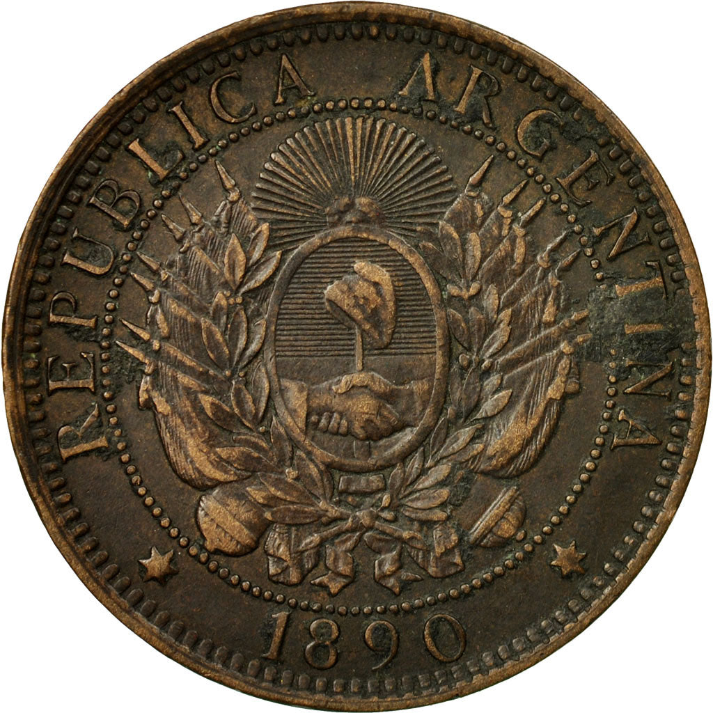 Moneta, Argentina, 2 Centavos, 1890, EF(40-45), Bronze, KM:33