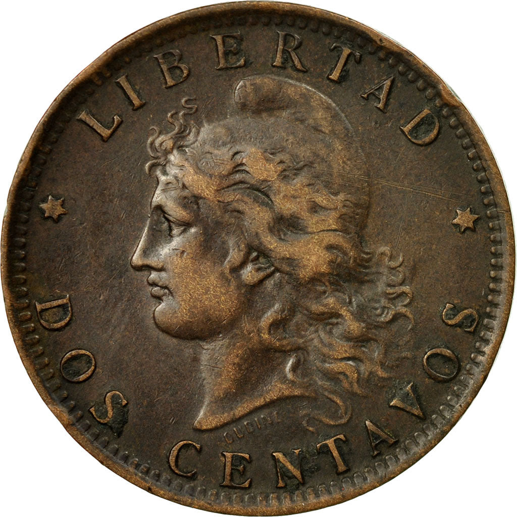 Moneta, Argentina, 2 Centavos, 1890, EF(40-45), Bronze, KM:33