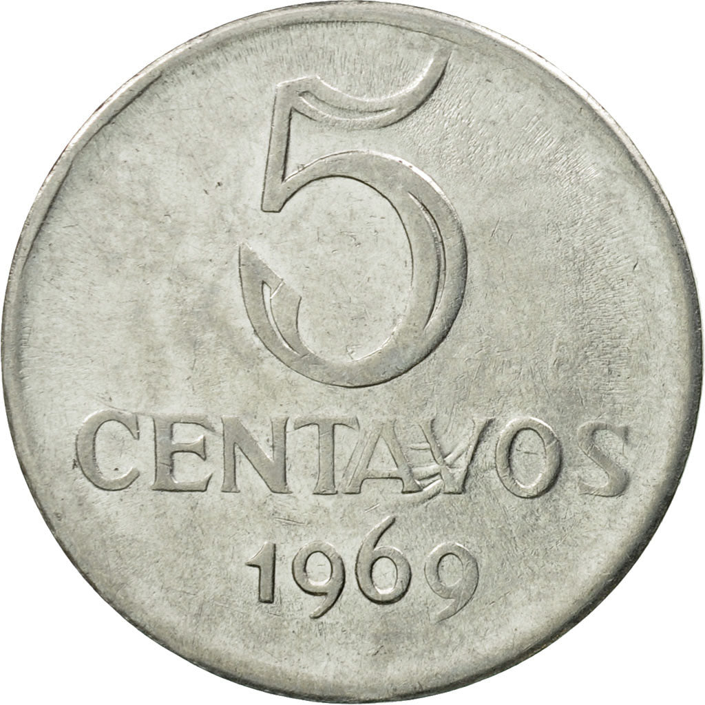 Coin, Brazil, 5 Centavos, 1969, EF(40-45), Stainless Steel, KM:577.2