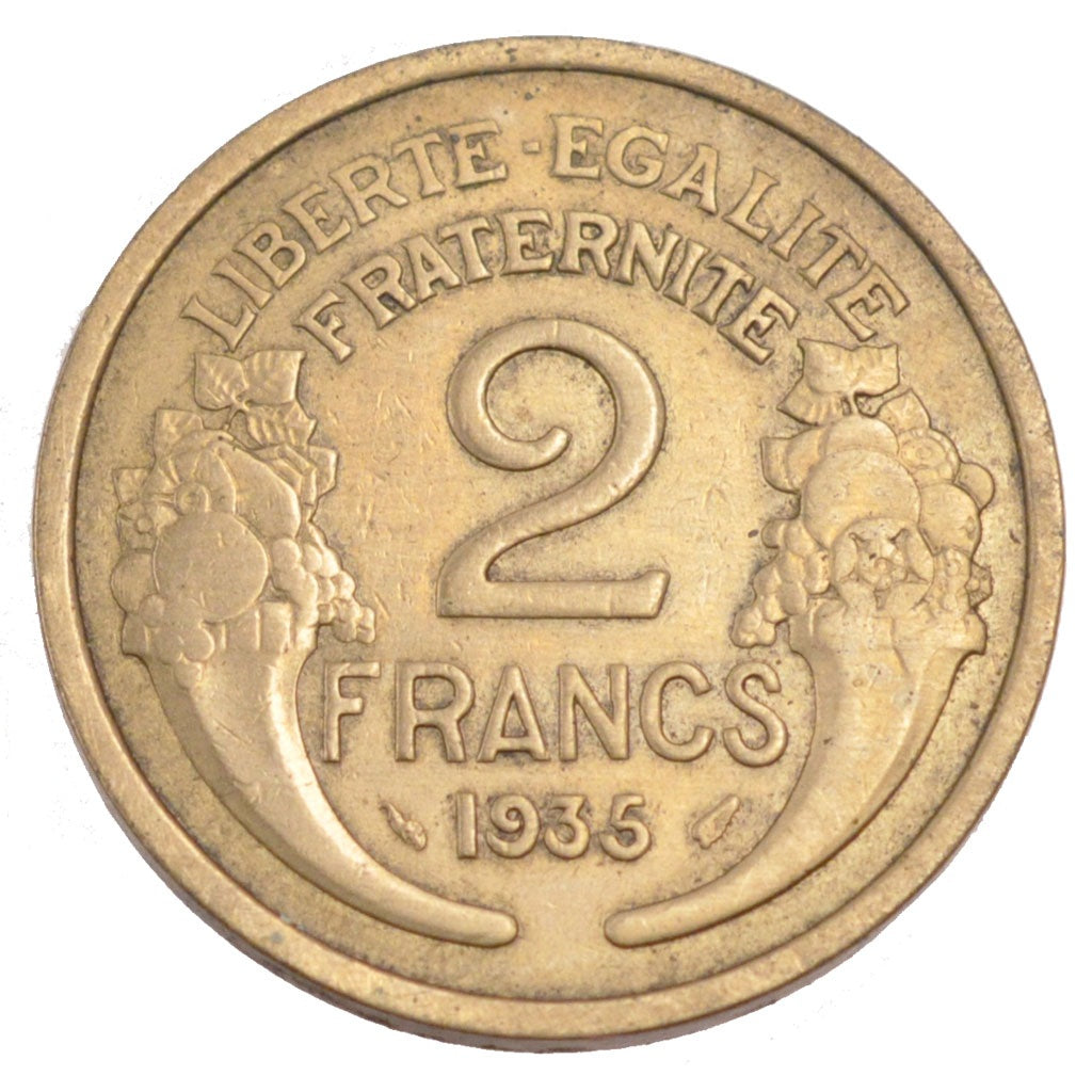 FRANCE, 2 Francs, 1935, EF(40-45), Aluminium-Bronze, Gadoury #535, 8.02