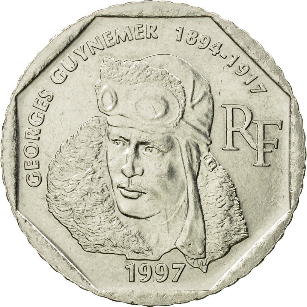 Coin, France, Guynemer, 2 Francs, 1997, AU(50-53), Nickel, KM:1187, Gadoury:550
