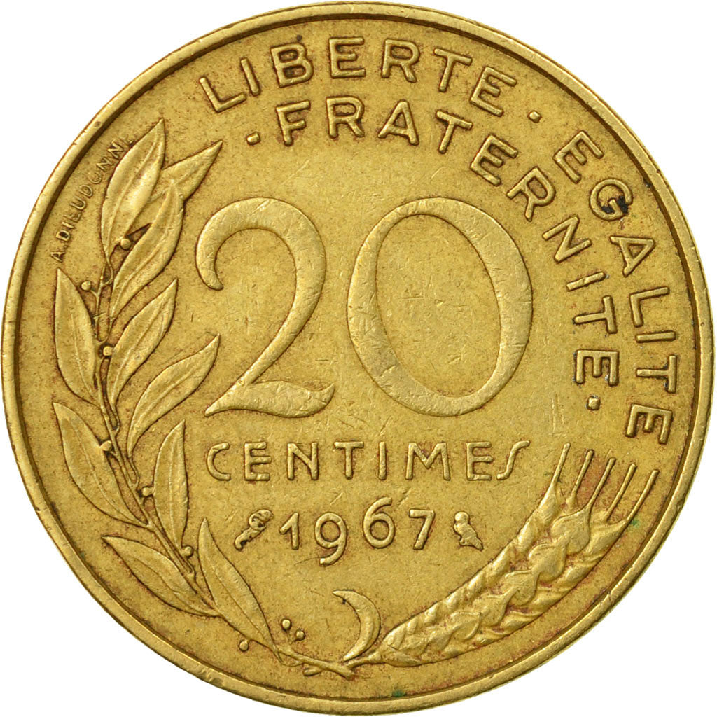 Coin, France, Marianne, 20 Centimes, 1967, Paris, EF(40-45), Aluminum-Bronze