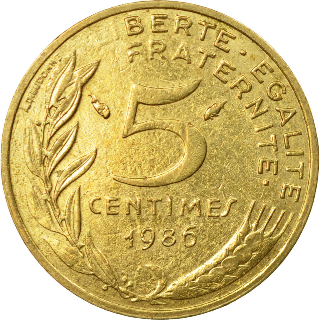 Coin, France, Marianne, 5 Centimes, 1986, Paris, EF(40-45), Aluminum-Bronze