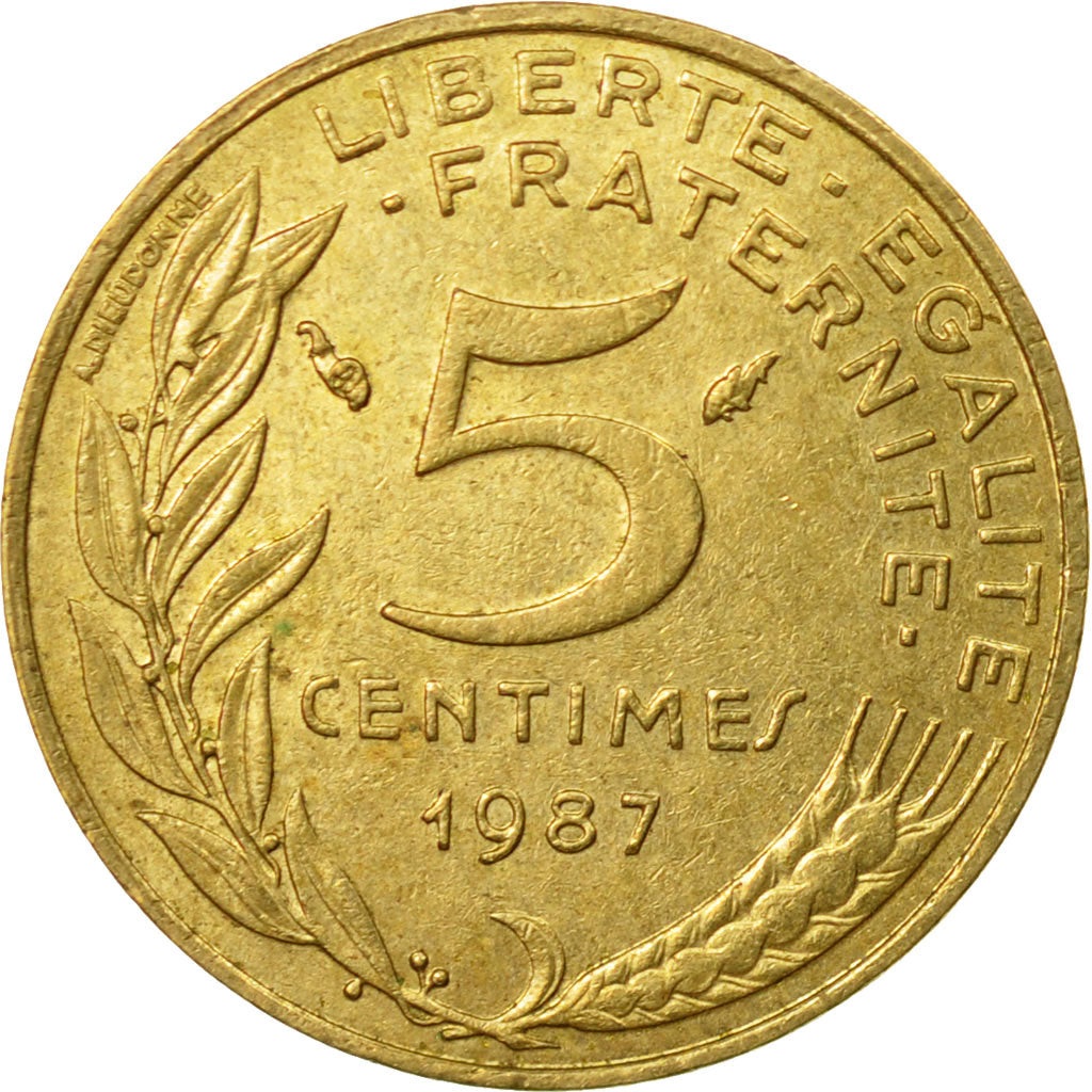 Coin, France, Marianne, 5 Centimes, 1987, Paris, VF(30-35), Aluminum-Bronze