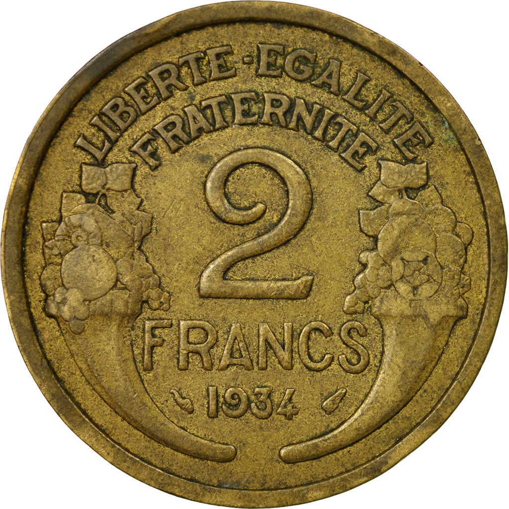 Coin, France, Morlon, 2 Francs, 1934, VF(20-25), Aluminum-Bronze, KM:886