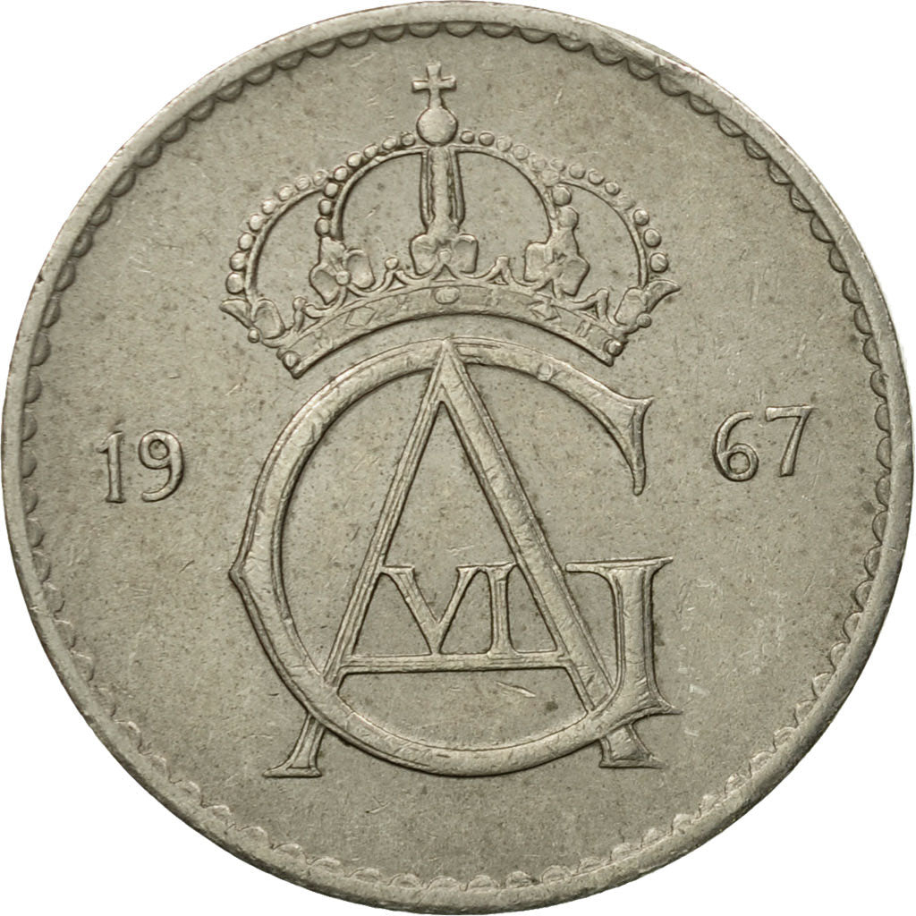 Coin, Sweden, Gustaf VI, 50 Öre, 1967, EF(40-45), Copper-nickel, KM:837