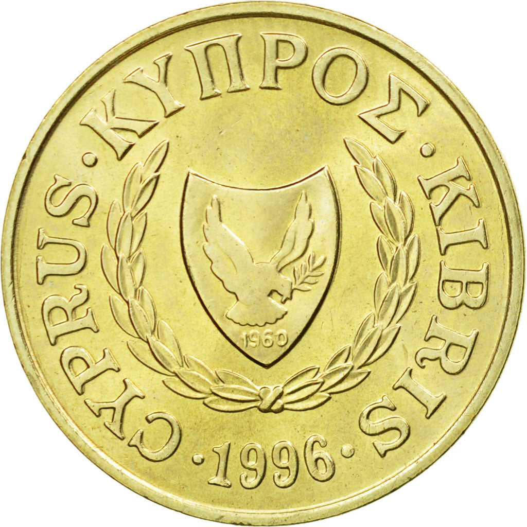 Coin, Cyprus, 2 Cents, 1996, AU(50-53), Nickel-brass, KM:54.3