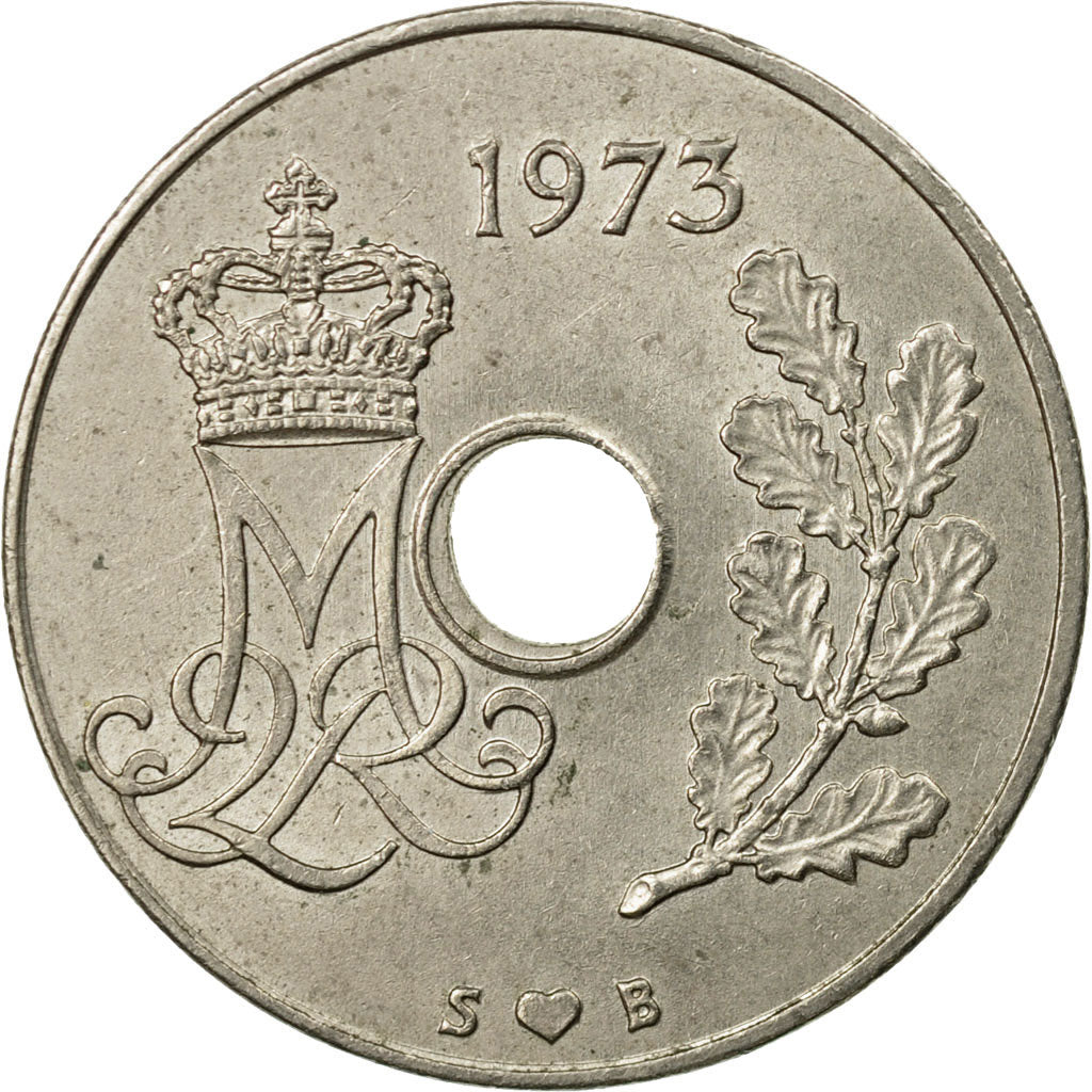 Munten, Denemarken, Margrethe II, 25 Öre, 1973, Copenhagen, ZF, Copper-nickel