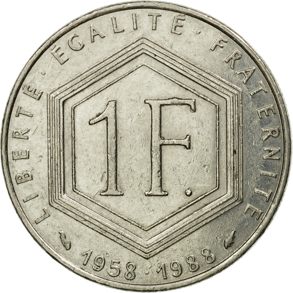 Coin, France, Charles de Gaulle, Franc, 1988, Paris, VF(30-35), Nickel, KM:963