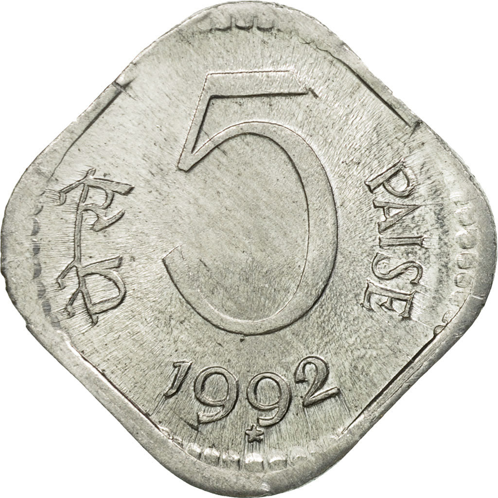 Moneta, INDIE-REPUBLIKA, 5 Paise, 1992, EF(40-45), Aluminium, KM:23a