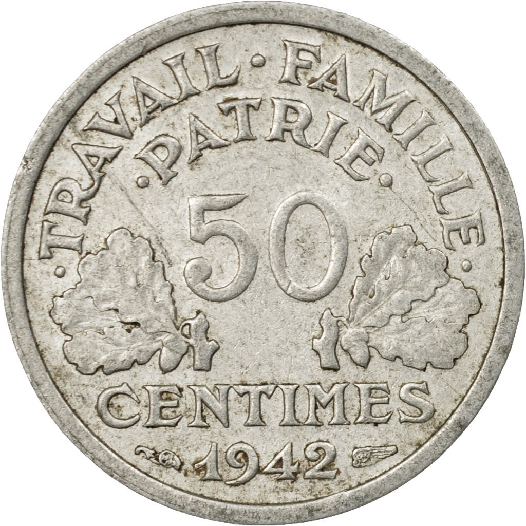 Coin, France, Bazor, 50 Centimes, 1942, Beaumont - Le Roger, VF(20-25)