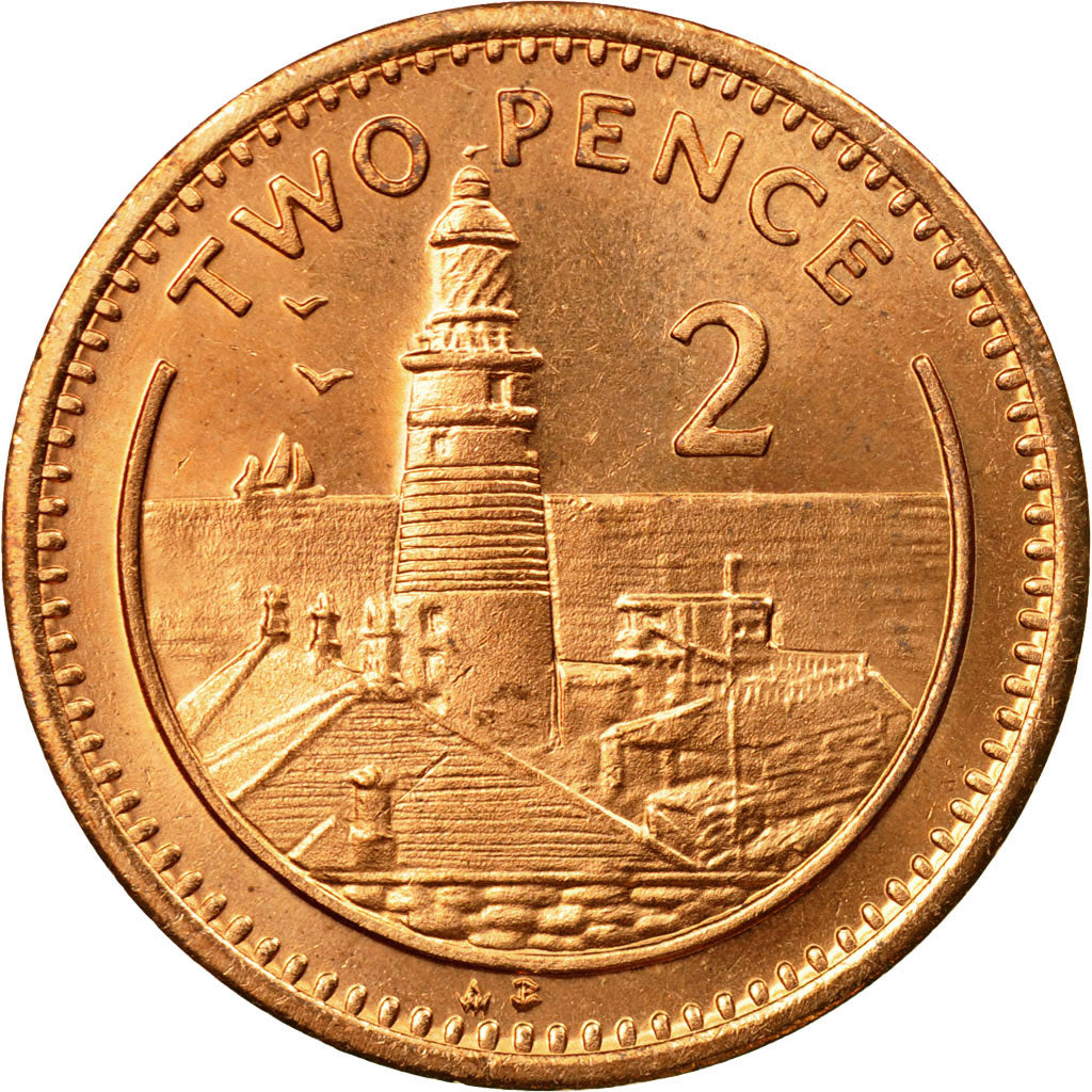 Monnaie, Gibraltar, Elizabeth II, 2 Pence, 1995, TTB+, Copper Plated Steel