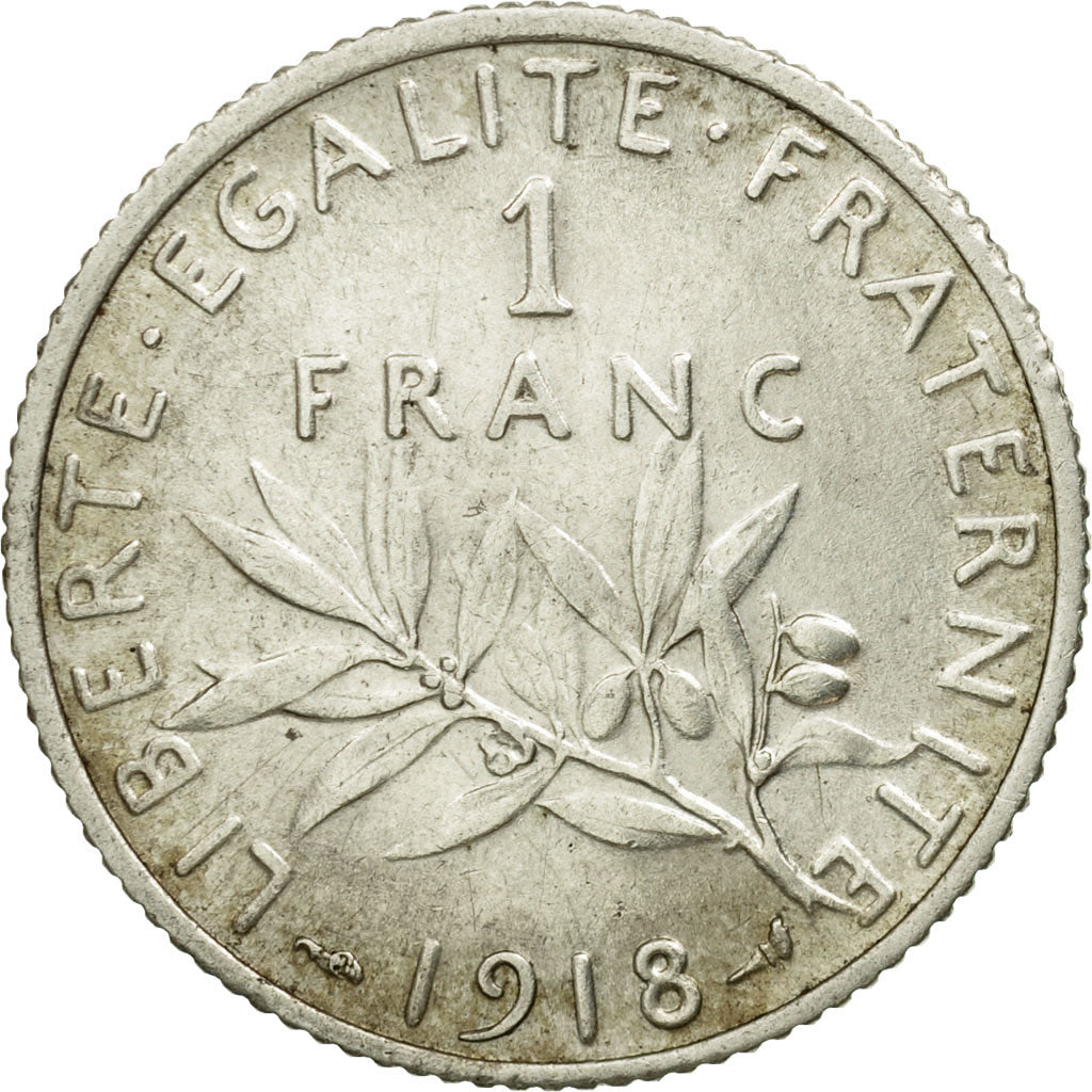 Coin, France, Semeuse, Franc, 1918, Paris, EF(40-45), Silver, KM:844.1